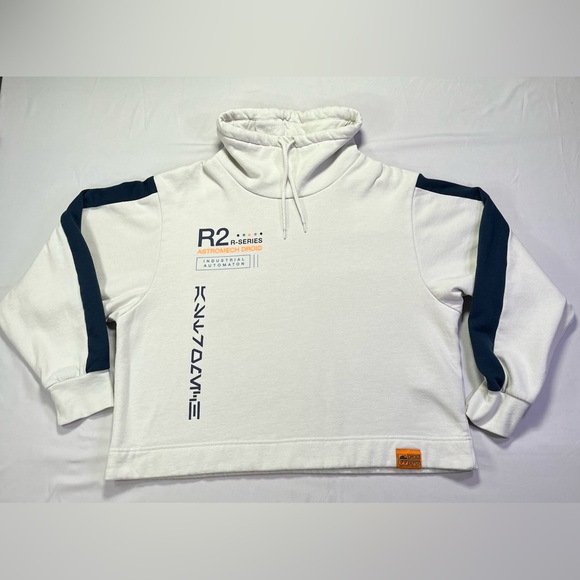 Star Wars Tops - Star Wars Disney Droid Depot R2-R Series R2-D2 Cream Blue Cropped Hoodie - L